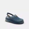 Zoccoli con plateau a C scolpiti in denim dall’effetto vissuto